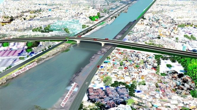 cầu vượt Nguyễn Khoái nối Kênh Tẻ và Q1