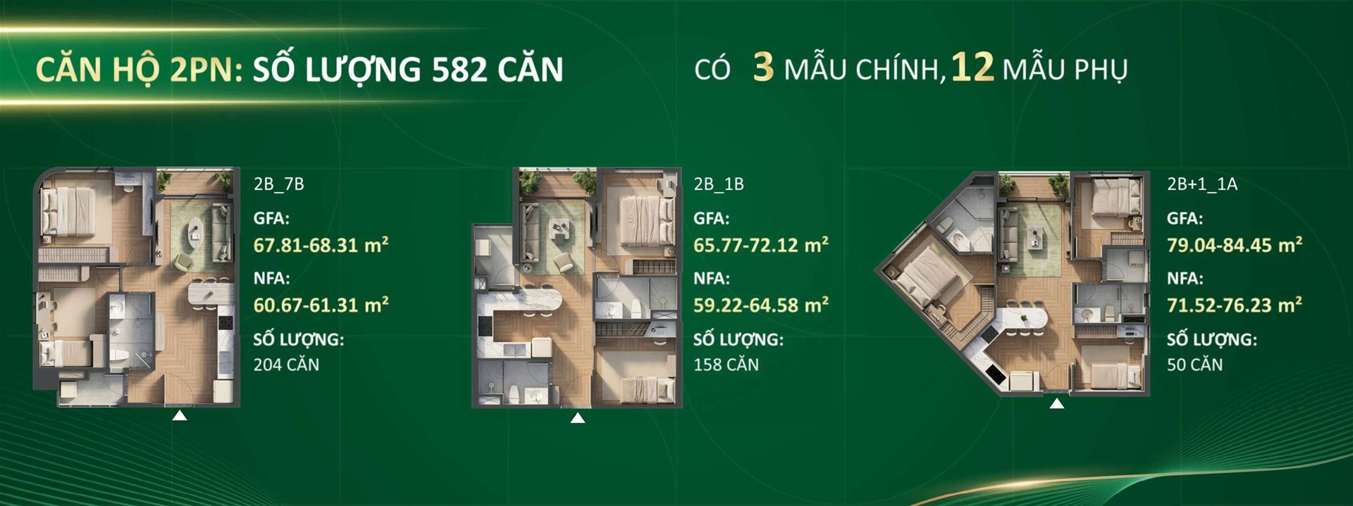 Mặt bằng căn hộ 2 phòng ngủ green skyline