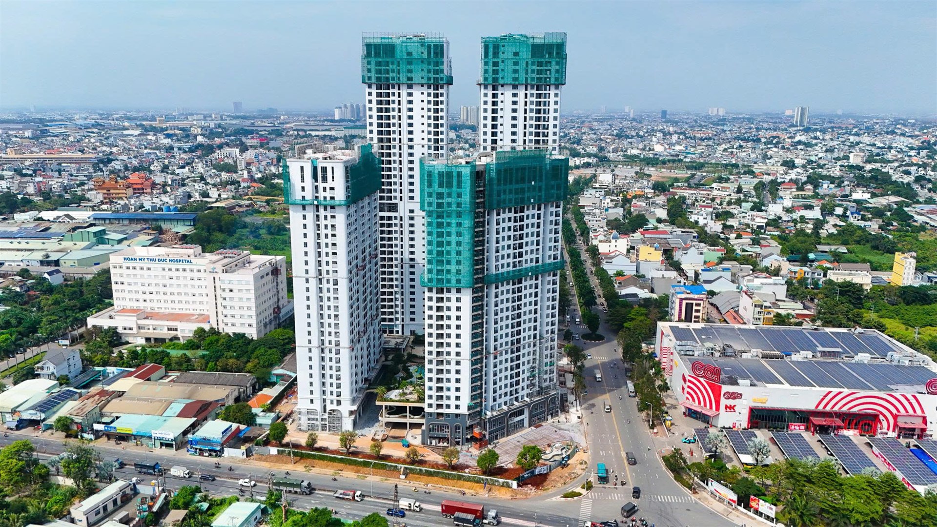 tiến độ green skyline tbs land big c dĩ an bình dương